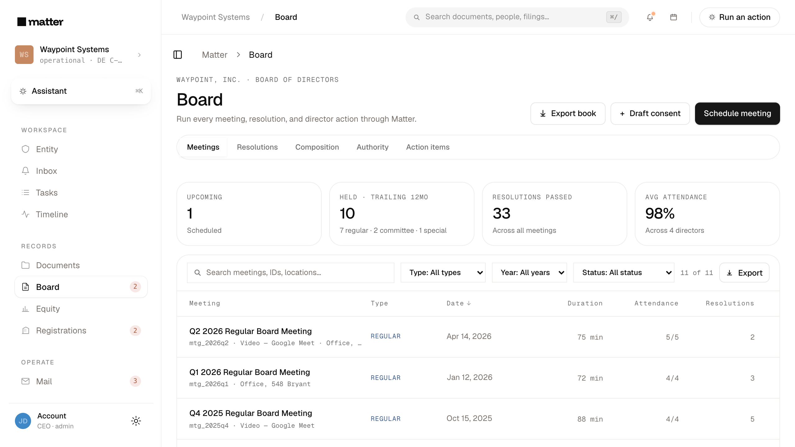 Dashboard / Board — apps/app