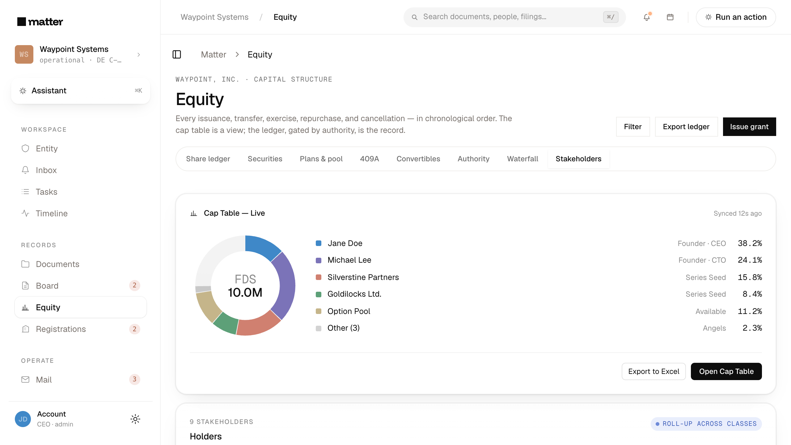Dashboard / Equity — apps/app